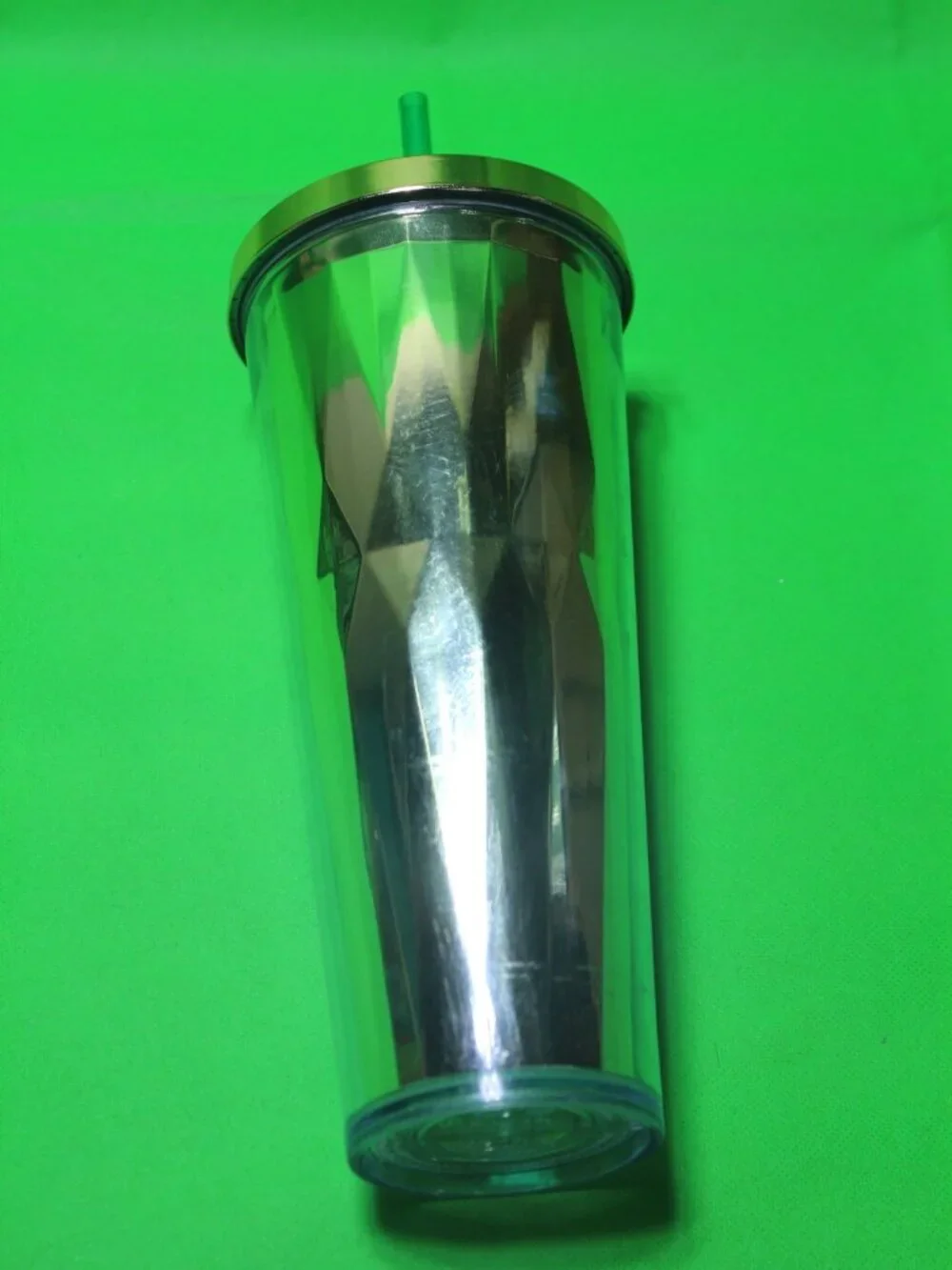Starbucks 2014 Gold Faceted Tumbler  24 Oz Cold Cup RARE